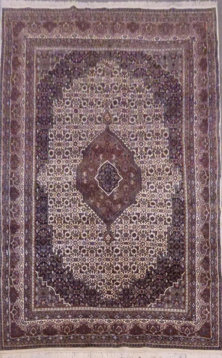 One Of The Kind Indian Hand-Knotted Rug 11'0" X 6'7"